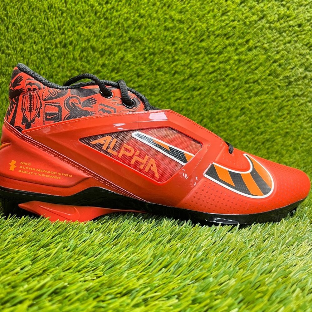 Nike Alpha Menace 4‎ Pro Mens Size 11.5 Red Black Orange Running Football Cleats